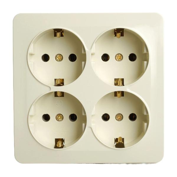 Розетка 4-местная 2P+PE Stekker София слоновая кость MST16-14S-04 49509