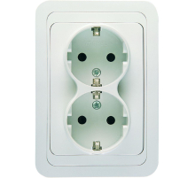 Розетка Makel 2-м СП Mimoza с заземл. бел/бел. 12082