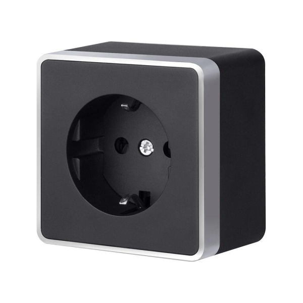 W5071034/ Розетка с заземлением Gallant (черный с серебром)
