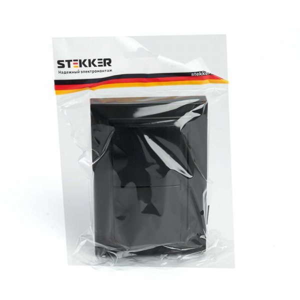 Розетка 2-местная 2P+PE Stekker Эрна с крышкой черный PST16-9015-03 49138 Розетка 2-местная 2P+PE Stekker Эрна с крышкой черный PST16-9015-03 49138