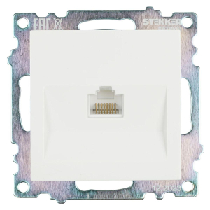 Розетка компьютерная RJ-45 Stekker Катрин белый GLS00-7107-01 39305