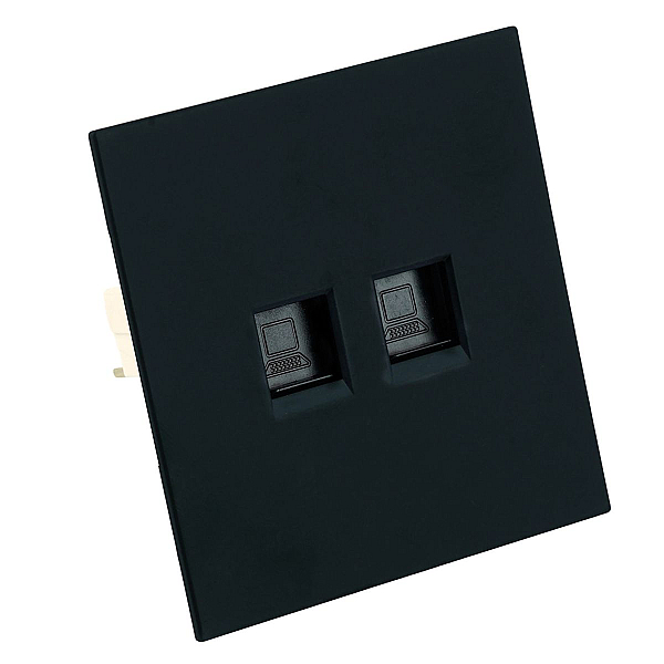 Розетка компьютерная 2-местная RJ-45 (механизм) Stekker Мия RST00-3111-05 черный бархат 50451