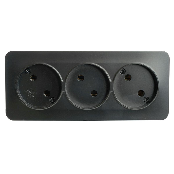 Розетка тройная 2P Stekker София черный матовый MST10-13-05 49500