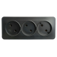 Розетка тройная 2P Stekker София черный матовый MST10-13-05 49500