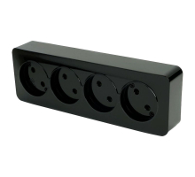 Розетка четырехместная 2P Stekker София черный MST10-14-02 49319