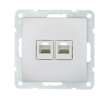 Розетка LK Studio компьютерная 2хRJ-45 кат. 5е с накладкой (серебристый металлик) LK60 866203-1