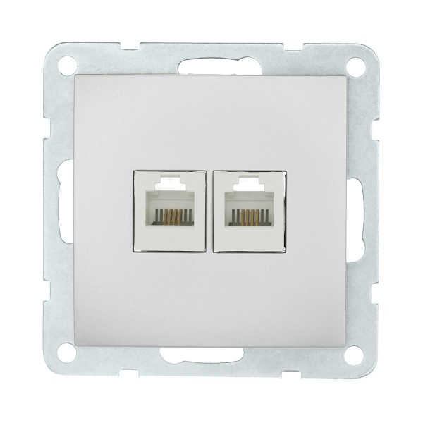 Розетка LK Studio компьютерная 2хRJ-45 кат. 5е с накладкой (серебристый металлик) LK60 866203-1 Розетка LK Studio компьютерная 2хRJ-45 кат. 5е с накладкой (серебристый металлик) LK60 866203-1