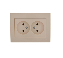 Розетка 2-ая без зазем. Lezard Rain кремовая 703-0303-128