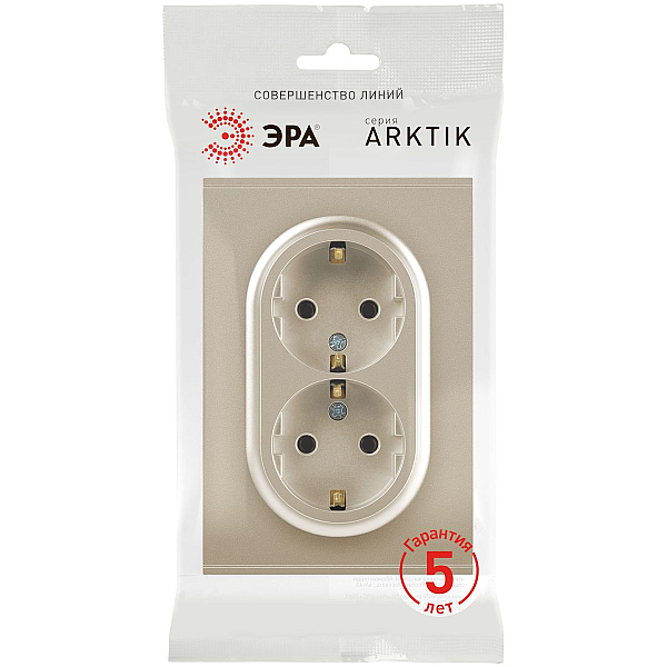 Розетка ЭРА Arktik 16-2104-04 двойная с заземлением 2X2P+E Schuko 16А-250В шампань Б0070447