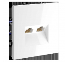 Розетка компьютерная встраиваемая Voltum S70 двойная RJ45+RJ45 кат.6, (белый глянцевый) VLS060201