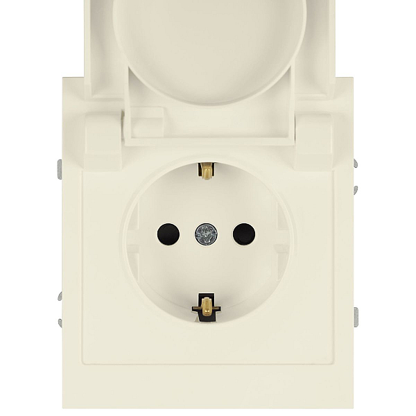 Розетка ЭРА Arktik 16-2103-02 с заземлением 2P+E Schuko со шторками с крышкой 16А-250В слоновая кость Б0070435