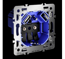 Механизм розетки с заземлением и защитными шторками 16А с USB A+C S70 Voltum VLS0405M