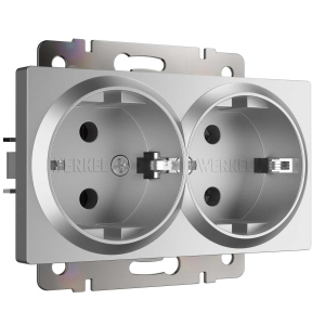 Розетка двойная с заземлением Werkel серебряный W1172006 4690389156465