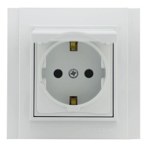 Розетка 2P+E Vesta-Electric Verona с крышкой белый FRZ00020103BEL Розетка 2P+E Vesta-Electric Verona с крышкой белый FRZ00020103BEL