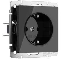 Розетка Werkel с заземлением  черный акрил W1171048 4690389197703