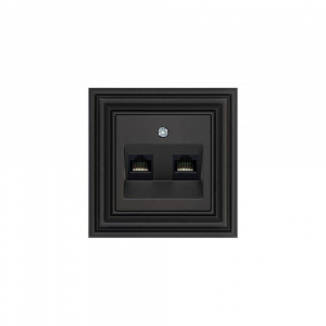 Розетка 2xRJ45 Liregus Retro черный матовый 29-236