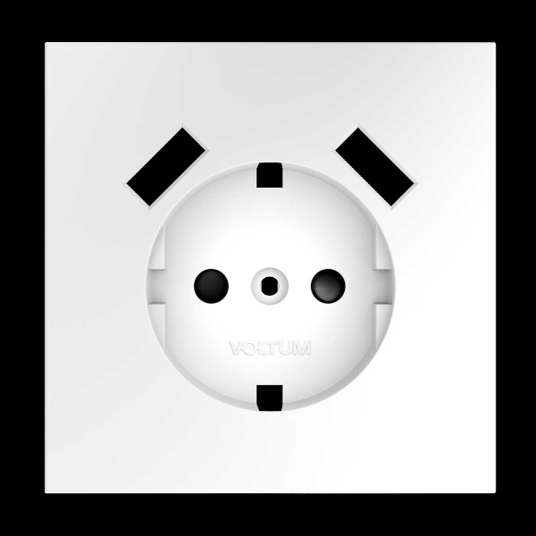 Накладка для розетки с заземлением и защитными шторками с USB A+A S70 (белый матовый) Voltum VLS000902