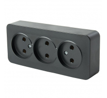 Розетка тройная 2P Stekker София черный MST10-13-02 49317