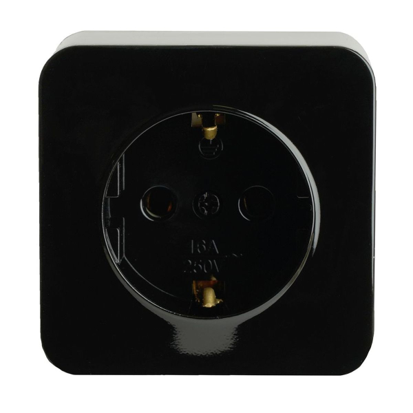 Розетка 2P+PE Stekker София черный MST16-11-02 49314