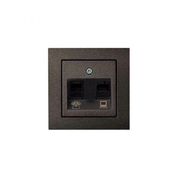 Розетка RJ45/RJ11 Liregus Epsilon антрацит 28-115 Розетка RJ45/RJ11 Liregus Epsilon антрацит 28-115