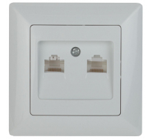Розетка компьютерная 2xRJ45 ЭРА Intro Solo белый 4-304-01 Б0043389