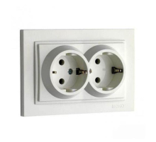 Розетка 2К+З двойная Mono Electric Despina 16A 250V винтовое подключение слоновая кость 102-010004-120