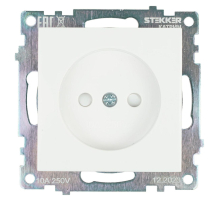 Розетка 2P Stekker Катрин со шторками белый GLS10-7109-01 39303