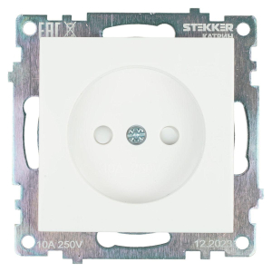 Розетка 2P Stekker Катрин со шторками белый GLS10-7109-01 39303