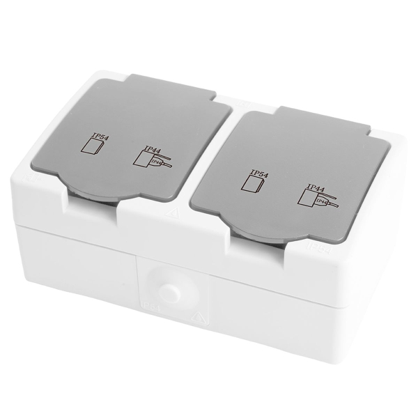 Розетка 2-местная с крышкой Stekker Велена PST16-22-54 49730