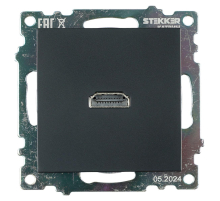 Розетка HDMI 2.1, Type A  (механизм), STEKKER GLS00-7118-05, серия Катрин, черный 50062