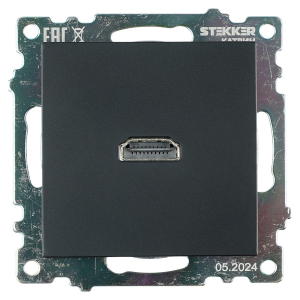 Розетка HDMI 2.1, Type A  (механизм), STEKKER GLS00-7118-05, серия Катрин, черный 50062