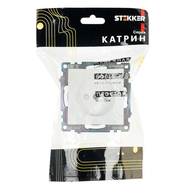 Розетка 2P Stekker Катрин со шторками белый GLS10-7109-01 39303