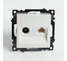 Розетка телевизионная TV + компьютерная RJ-45 Stekker Катрин GLS00-7106-01 белая 49181
