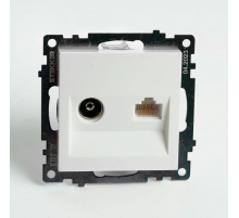 Розетка телевизионная TV + компьютерная RJ-45 Stekker Катрин GLS00-7106-01 белая 49181