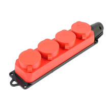 Розетка переносная 4-местная 2P+PE Stekker Одри с крышкой красный RST16-24-44-3 49400