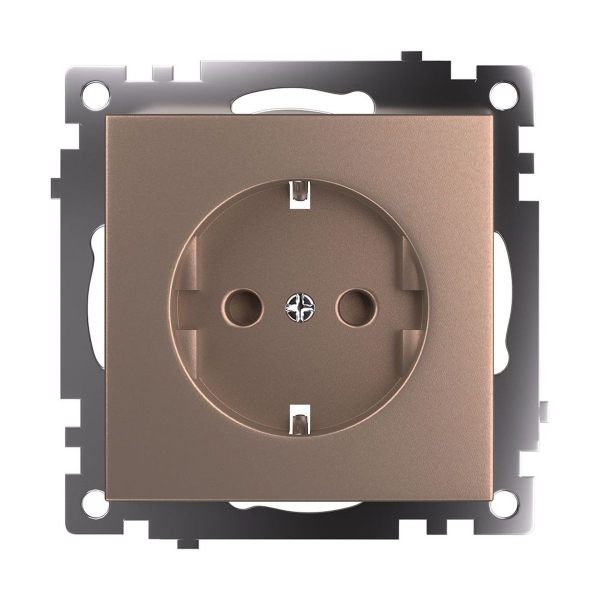 Розетка 2P+PE Stekker Катрин со шторками шампань GLS16-7110-02 39596