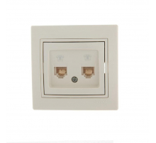 Розетка 2-ая телефонная евро Lezard Mira кремовая 701-0303-138