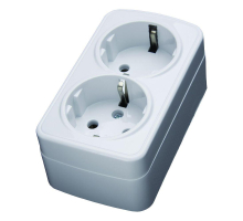 Розетка двойная Stekker с/з 16A 250V белый PST1650220 39034