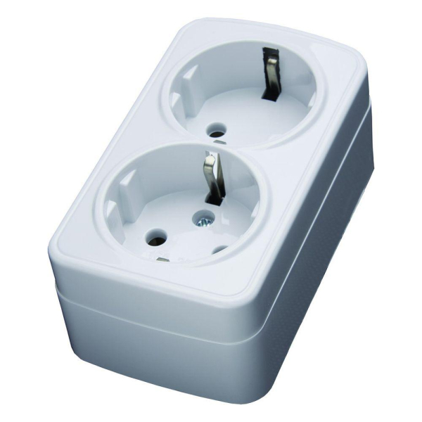 Розетка двойная Stekker с/з 16A 250V белый PST1650220 39034