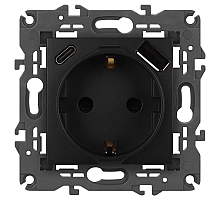 Розетка ЭРА Elegance 14-4108-05 2P+E 16A-250В со шторками с USB type-A+C 5В-3А антрацит Б0067724