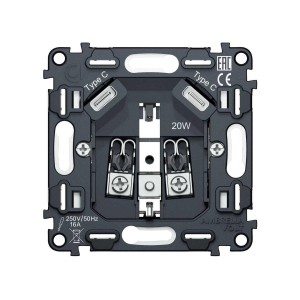 Механизм электрической розетки 2USB С+C 20W (быстрая зарядка) AMBRELLA VOLT VM VM165