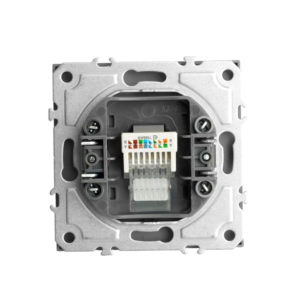 Розетка компьютерная 1-местная RJ-45 (механизм), STEKKER, серия Эмили, RST00-5117-10, платиново-серый, soft touch 49951