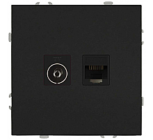 Розетка ЭРА Galaxy 15-3110-05 комбинированная RJ45+TV IP20 антрацит Б0070784