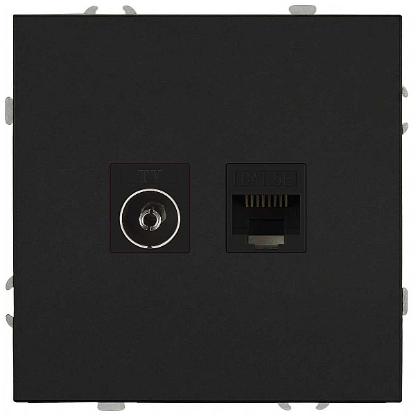 Розетка ЭРА Galaxy 15-3110-05 комбинированная RJ45+TV IP20 антрацит Б0070784