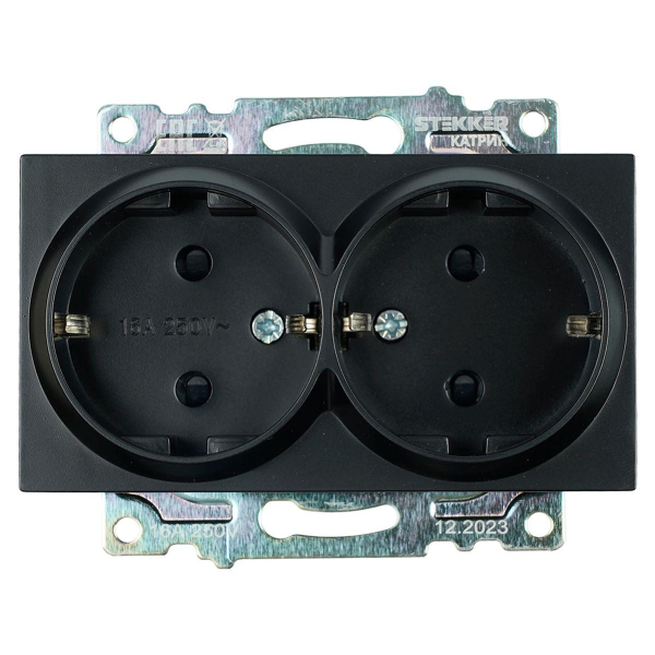 Розетка 2-местная Stekker Катрин GLS16-7114-05 черный 39612