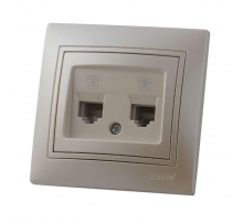 Розетка 2-ая телефонная евро Lezard Mira белый жемчуг 701-3030-138