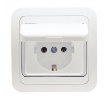 Розетка Makel 1-м СП Mimoza с крыш. бел./бел. 12009