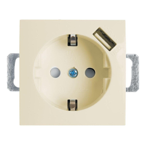 Розетка 1-местная с/з (механизм), Stekker, PST16-9111-02, 250В, 16А с защитной шторкой и с USB серия Эрна, слоновая кость 39329