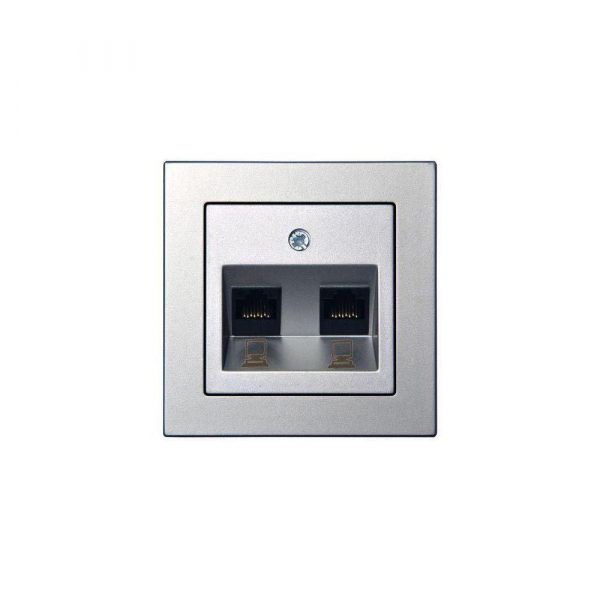 Розетка 2хRJ45 Liregus Epsilon серебро 28-1855 Розетка 2хRJ45 Liregus Epsilon серебро 28-1855