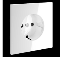 Накладка для розетки с заземлением и защитными шторками S70 (белый глянцевый) Voltum VLS000701